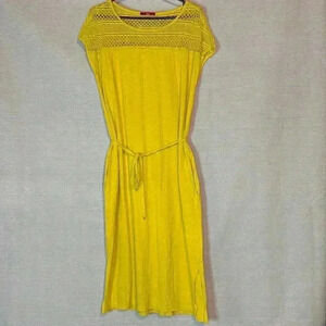 Women's S Oliver Maxi Dress Yellow Sleeveless Knit Design Medium‎ Spring Bright